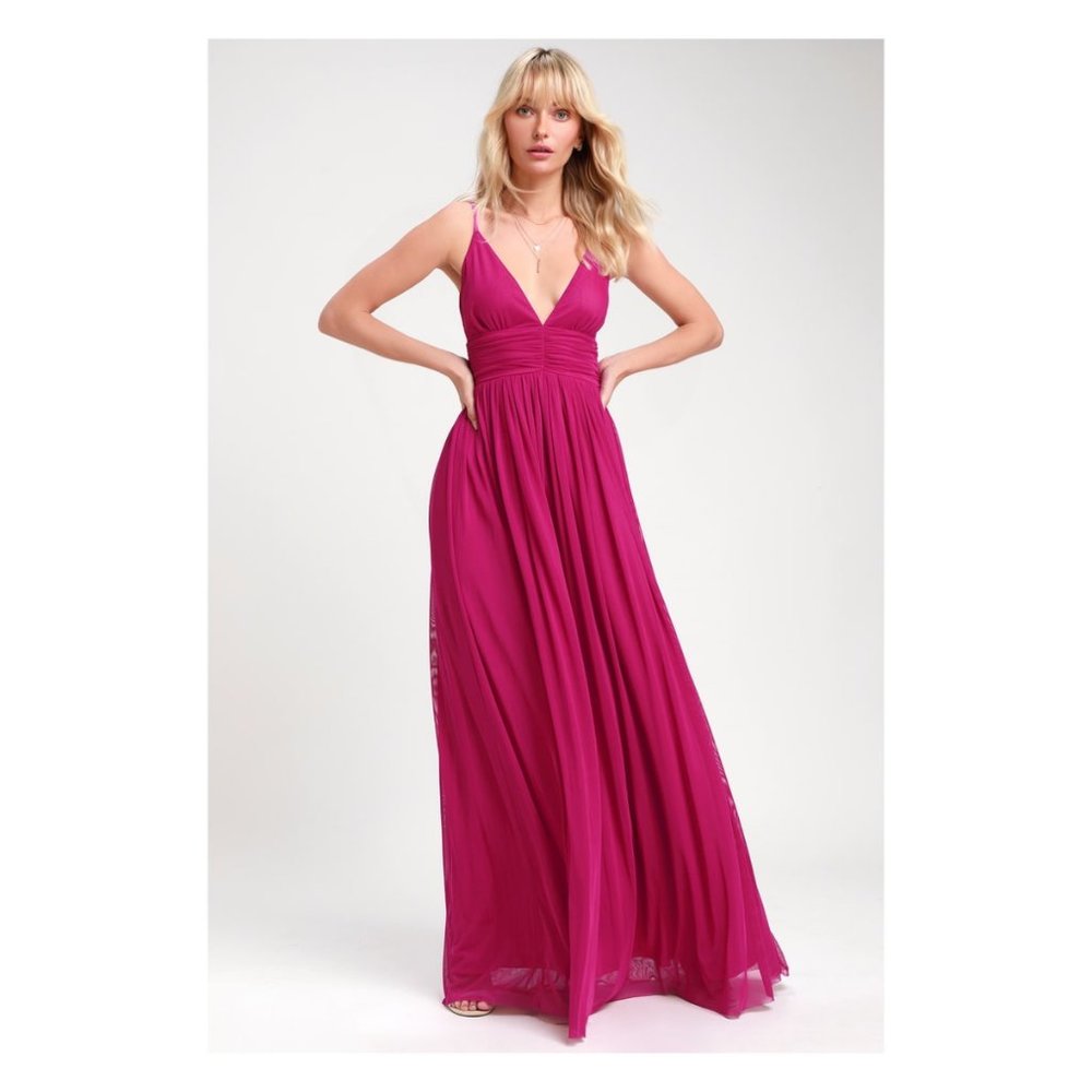 NWT Lulus Queen of the Evening Magenta Maxi Dress